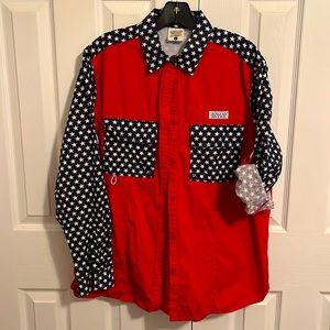 Jadelynn Brooke Large Red, White, and Blue Button Down